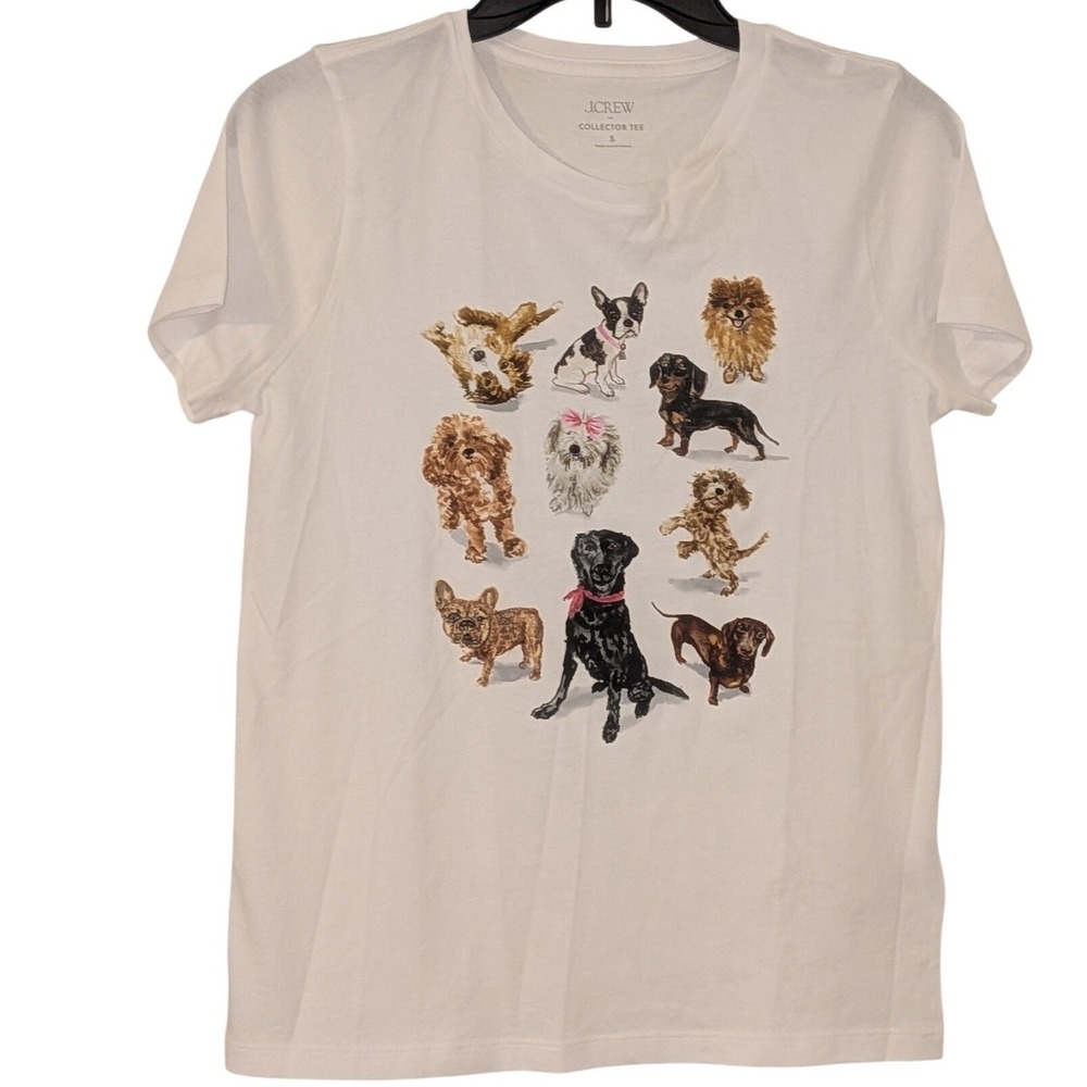 J.Crew Women Collector Tee White Dog Graphic Cotton T-Shirt CR061 Size S NEW $55 - Picture 3 of 9